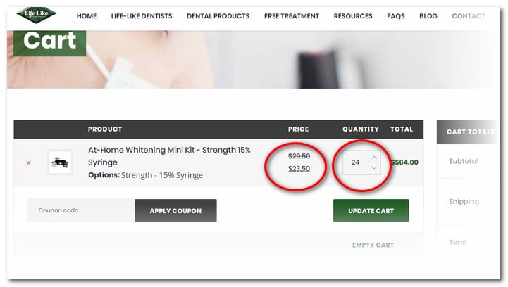 Pricing changes when you update the Shopping Cart